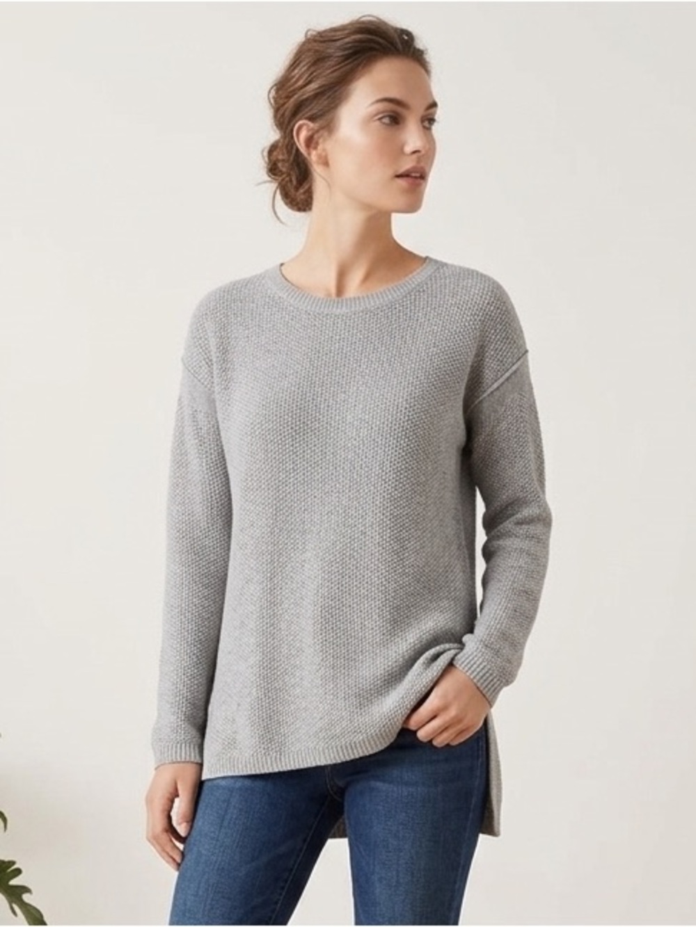 VINCE Drop Shoulder Cotton and Cashmere Crew Neck Pull Over